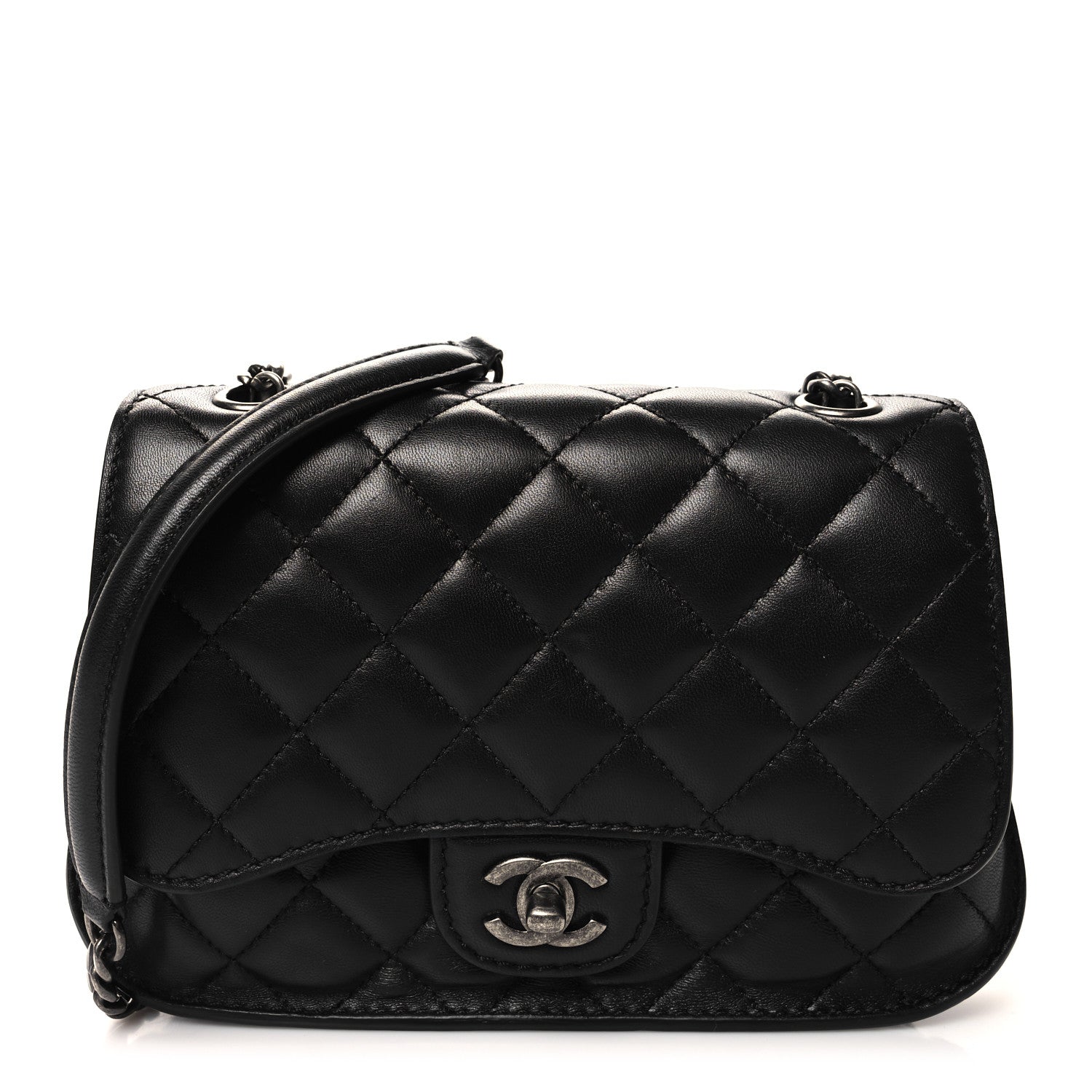 Chanel Lambskin Quilted Small Natural CC Flap Black 1 of 12