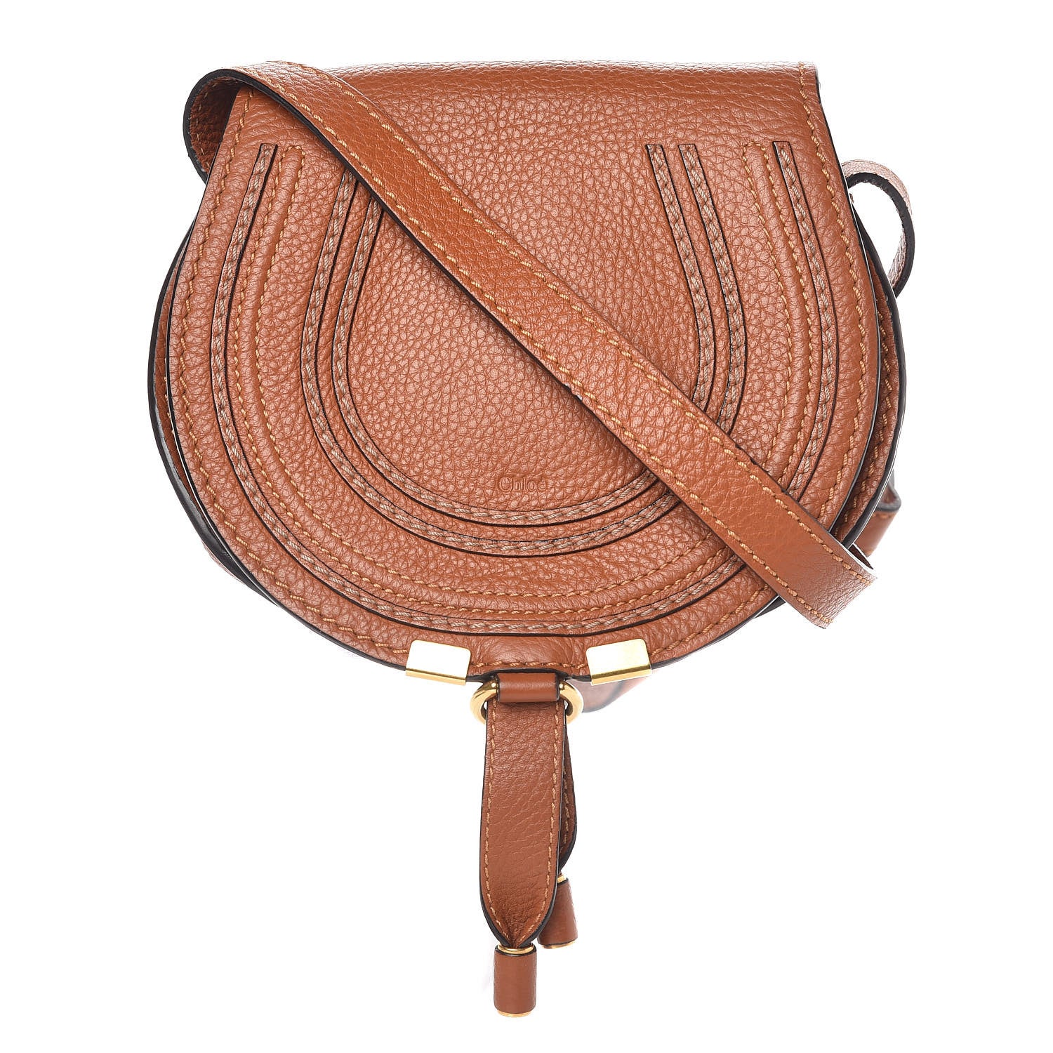 Chloe Calfskin Mini Marcie Round Crossbody Bag Tan 1 of 15