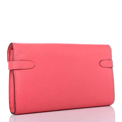 Hermes Chevre Mysore Kelly Longue Wallet Rose Lipstick 2 of 4
