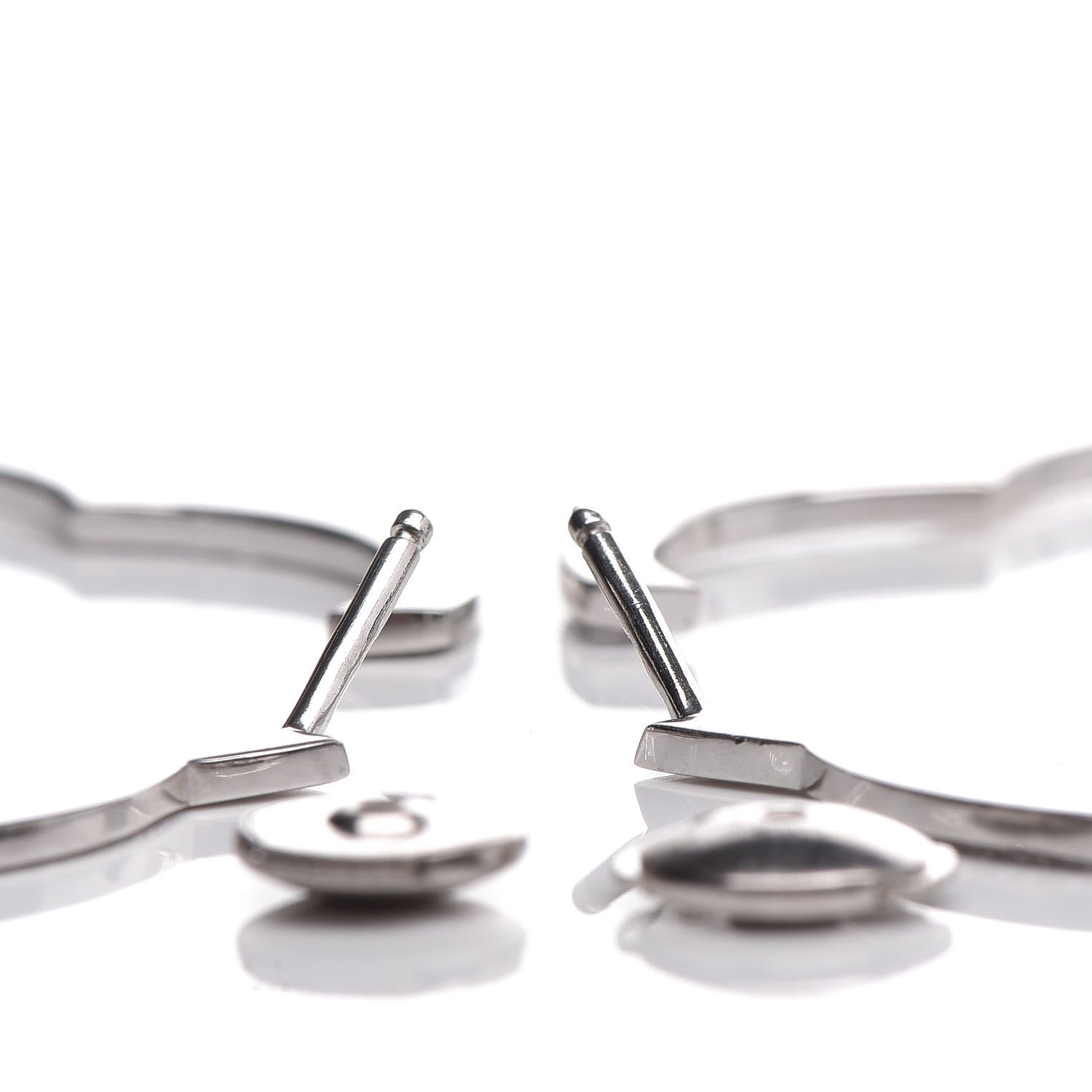 Chanel 18K White Gold Diamond Large Profil de Camelia Hoop Earrings 3 of 6