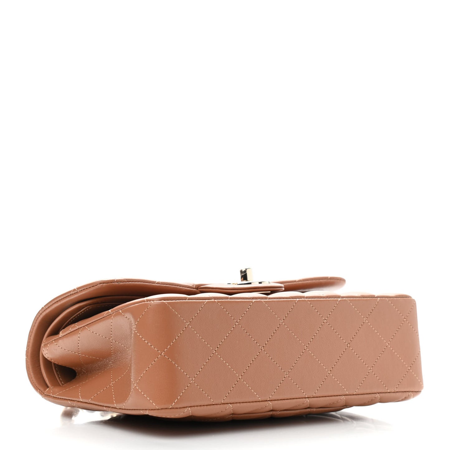 Lambskin Quilted Small Double Flap Brown