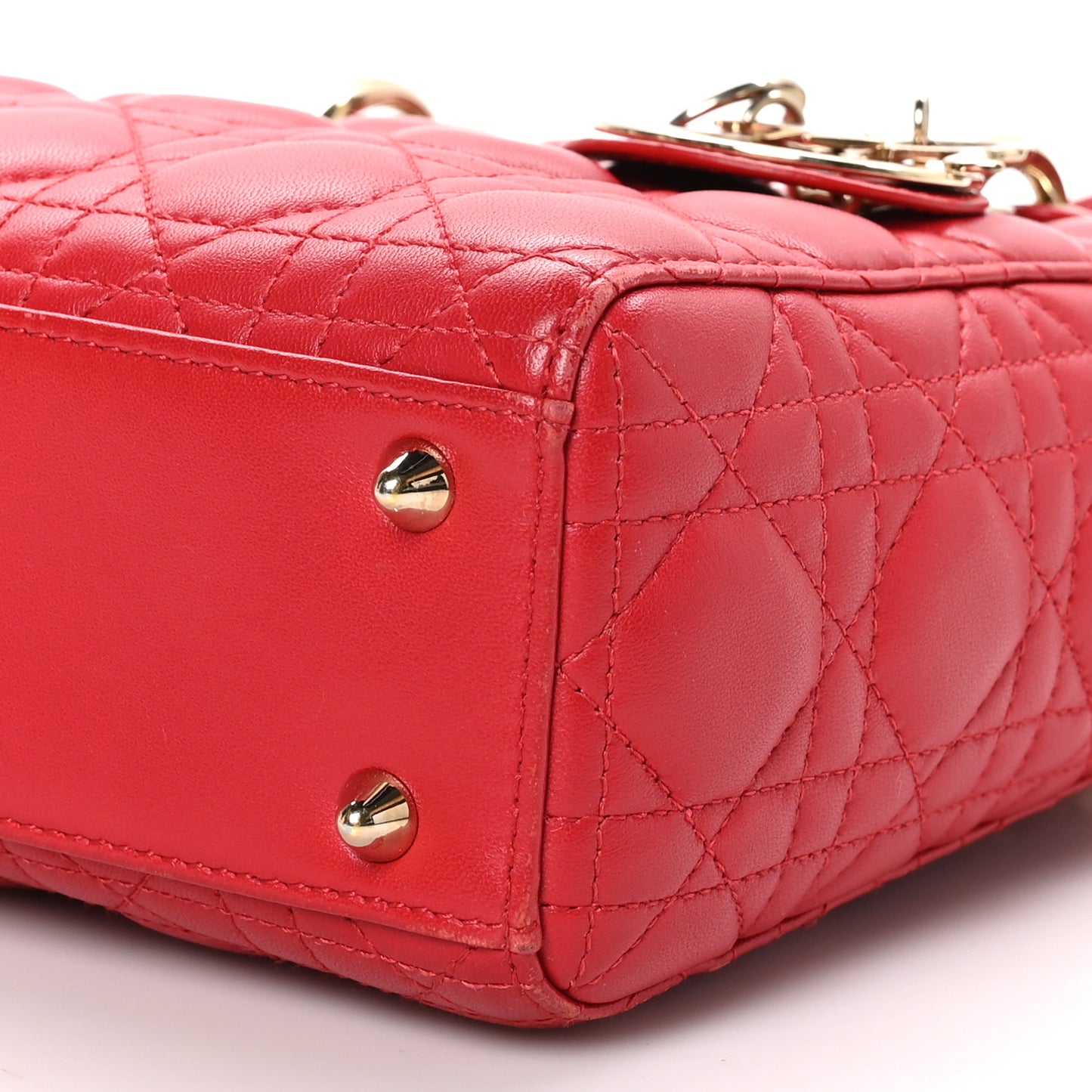 Lambskin Cannage Small Lucky Badges My Lady Dior Red