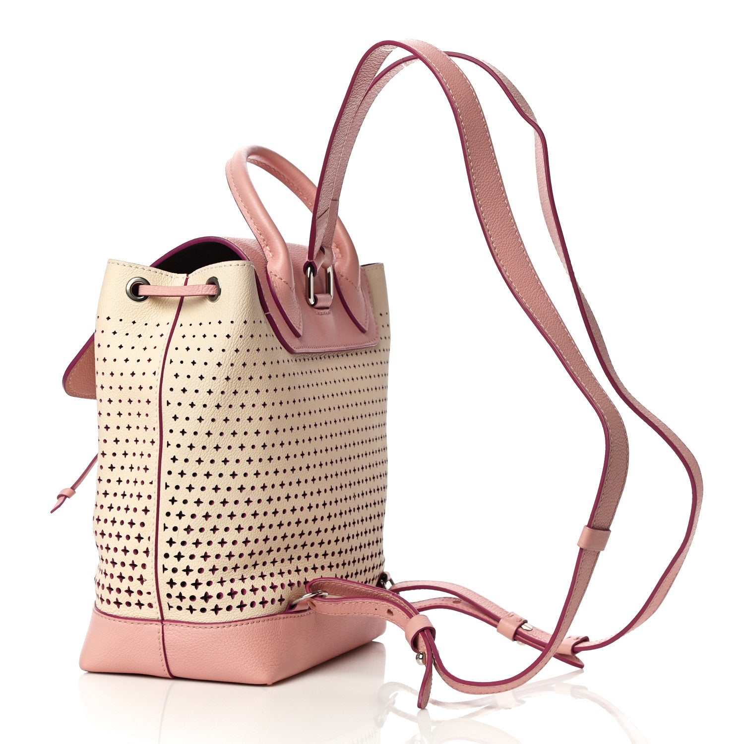 Louis Vuitton Perforated Calfskin Lockme Backpack Rose Poudre Creme 3 of 10