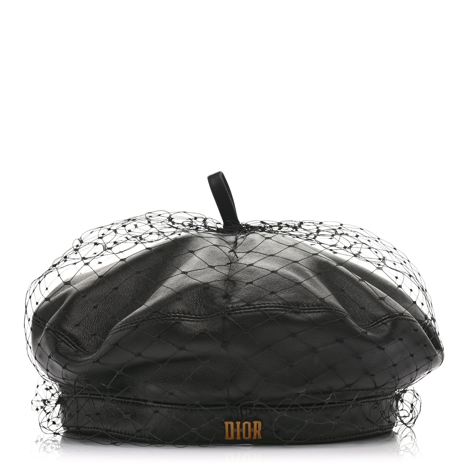 Christian Dior Lambskin Arty Beret Cap with Veil 57 Black 6 of 9