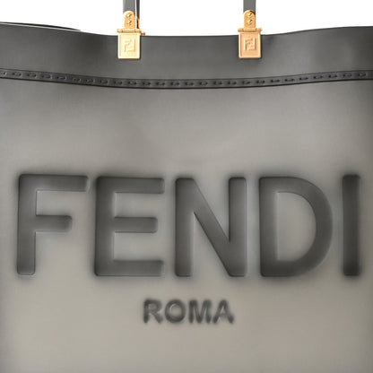 Fendi Vitello King Tamponato Plexiglass Logo Embossed Large Fendi Sunshine Shopper Tote Ghiaccio 7 of 10