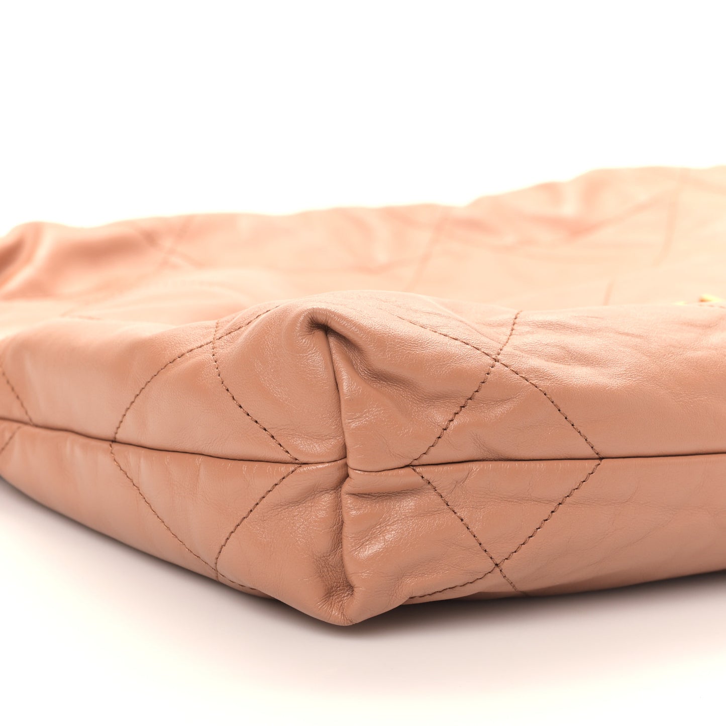 Shiny Calfskin Quilted Small Chanel 22 Beige