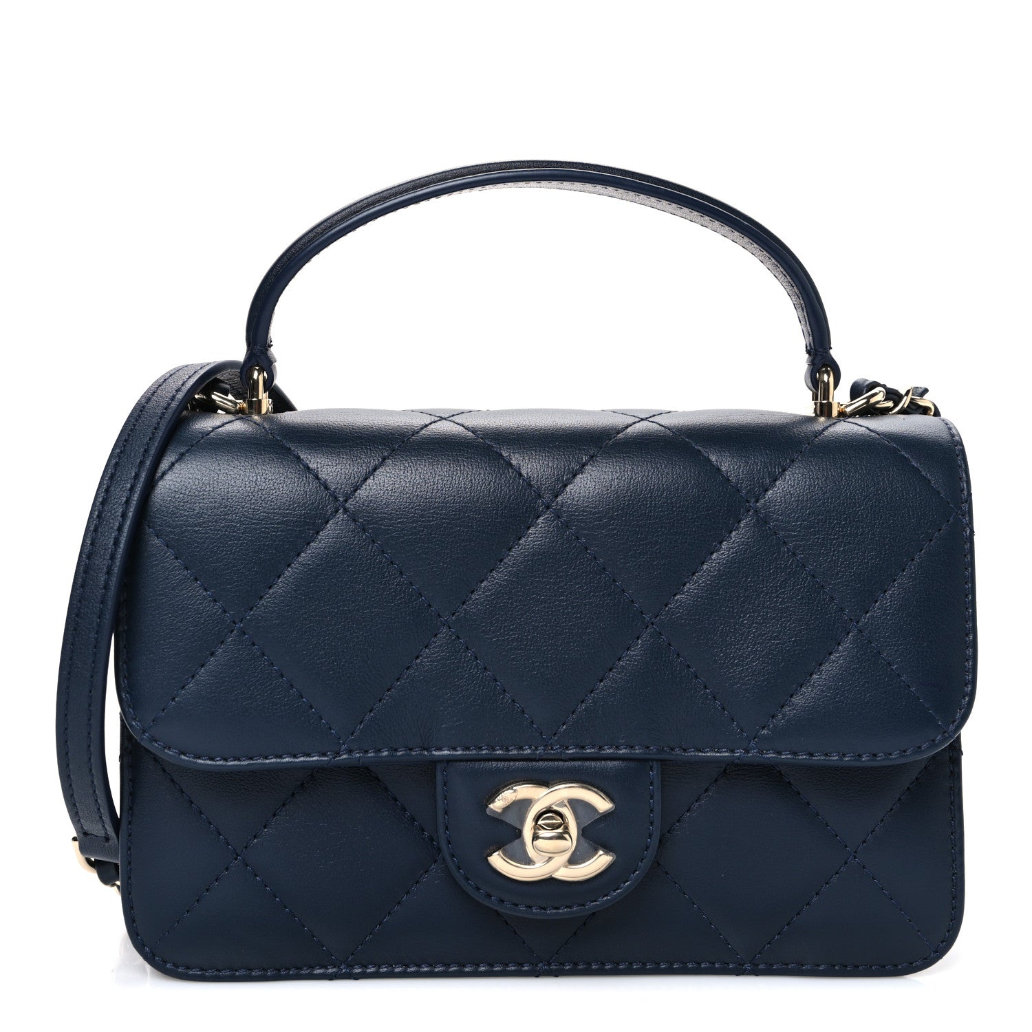 Chanel Calfskin Quilted Small Coco Lady Flap Navy Navy 1 of 10