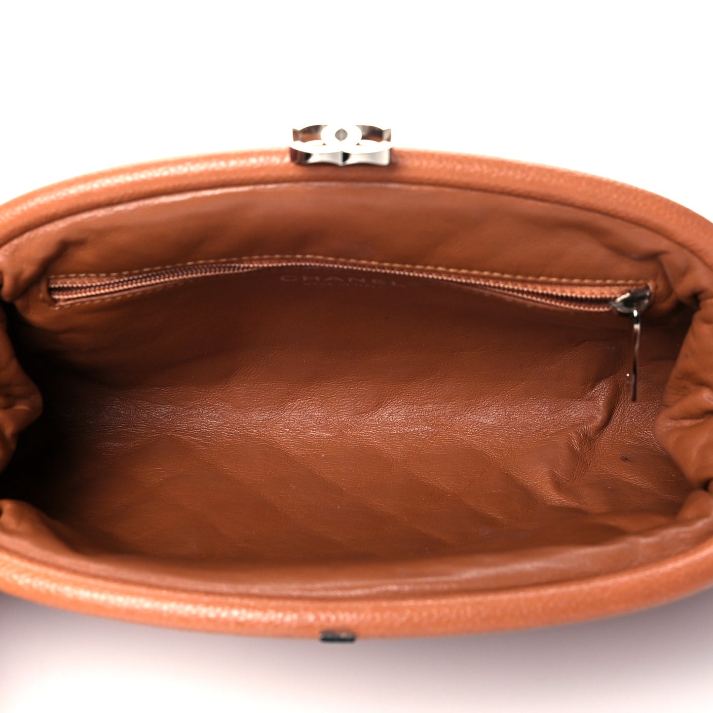 Caviar Quilted Timeless Clutch Light Brown