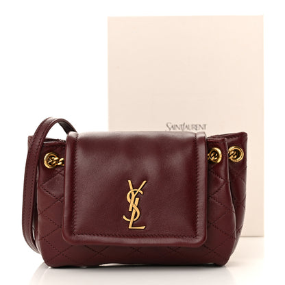 Saint Laurent Lambskin Quilted Monogram Mini Nolita Rouge Cabernet 14 of 14