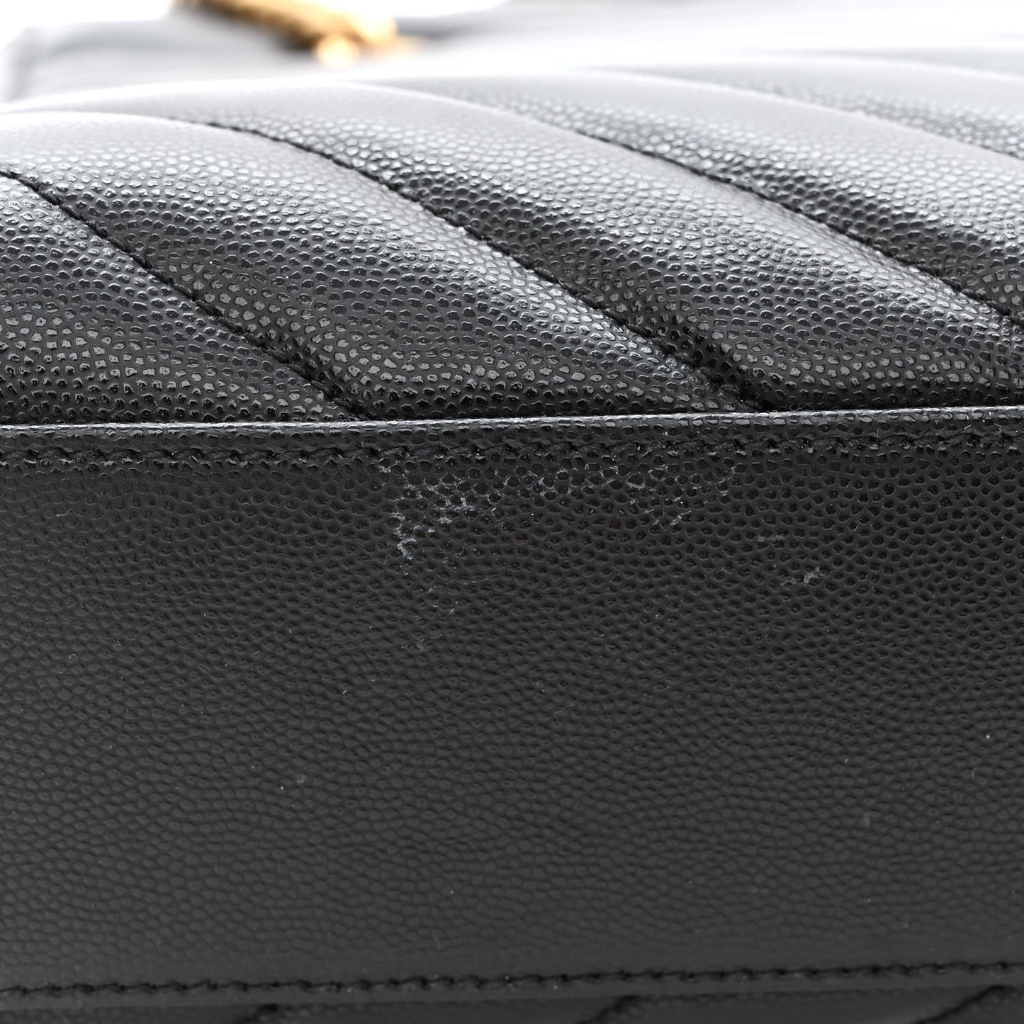 Grain de Poudre Matelasse Chevron Medium Tribeca Shopping Bag Black