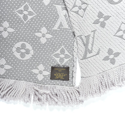 Louis Vuitton Wool Silk Logomania Scarf Pearl Grey 4 of 4