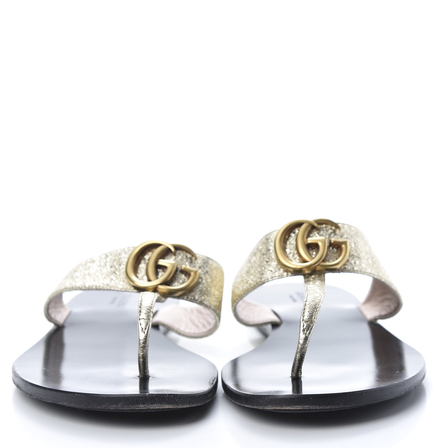 Nappa Silk Galassia GG Marmont Thong Flat Sandals 38.5 Platino