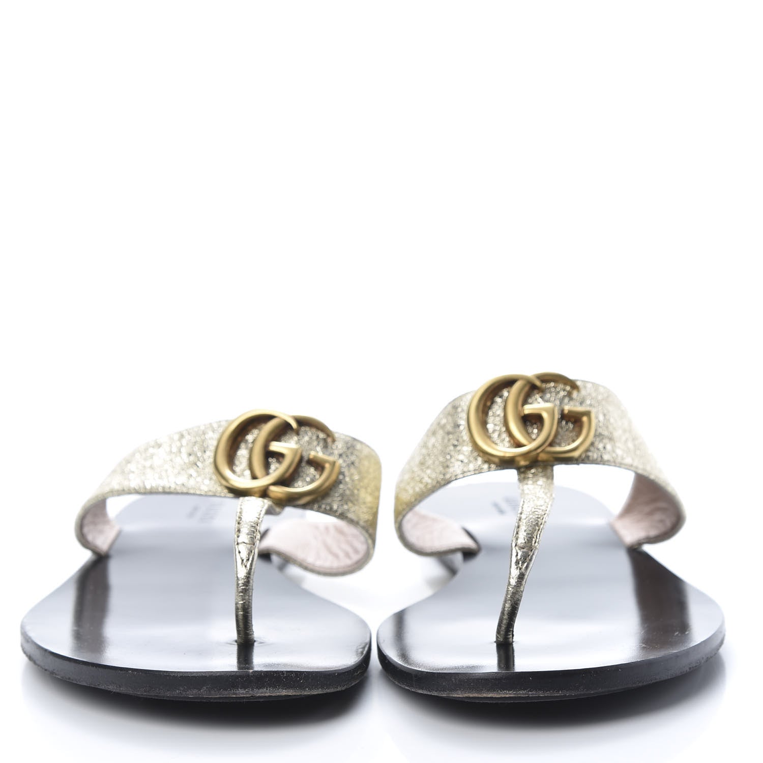 Gucci Nappa Silk Galassia GG Marmont Thong Flat Sandals 38.5 Platino 2 of 13