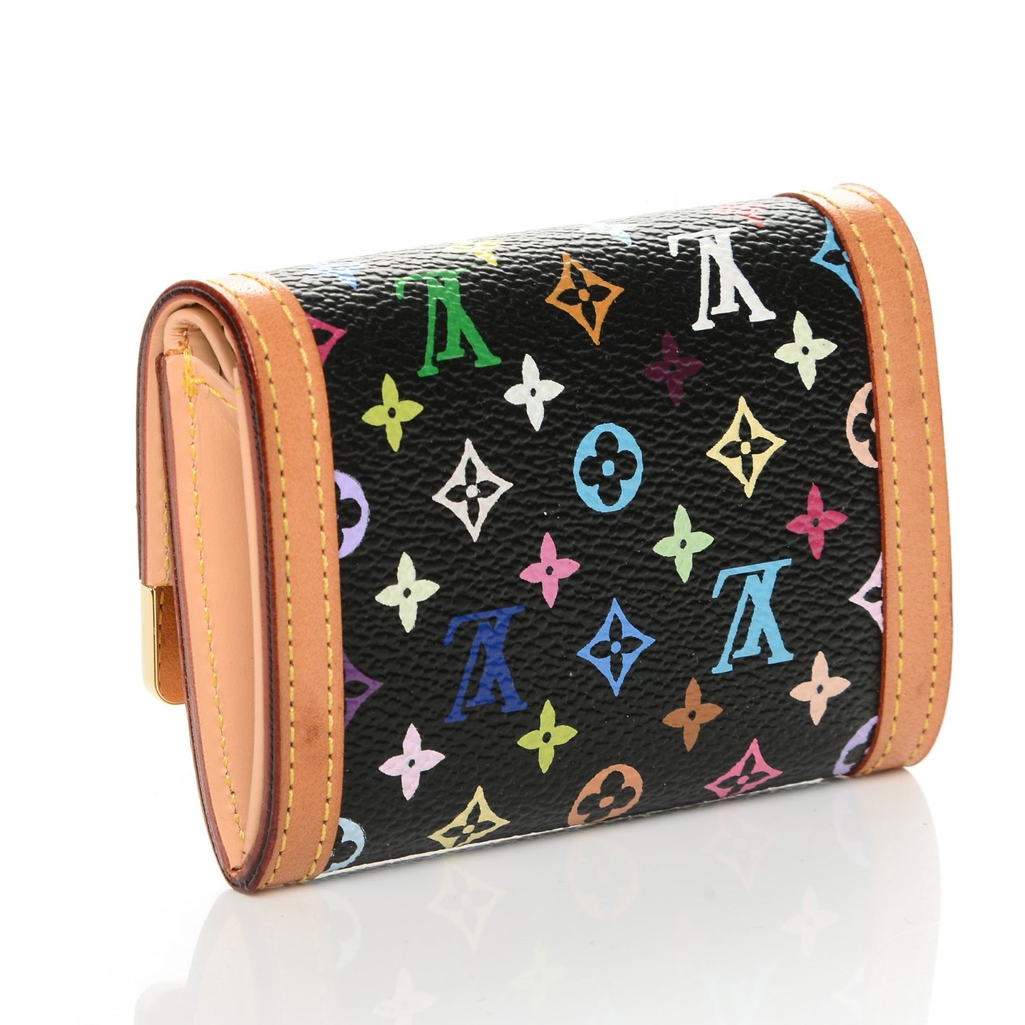 Monogram Multicolor Porte-Monnaie Plat Coin Purse Black