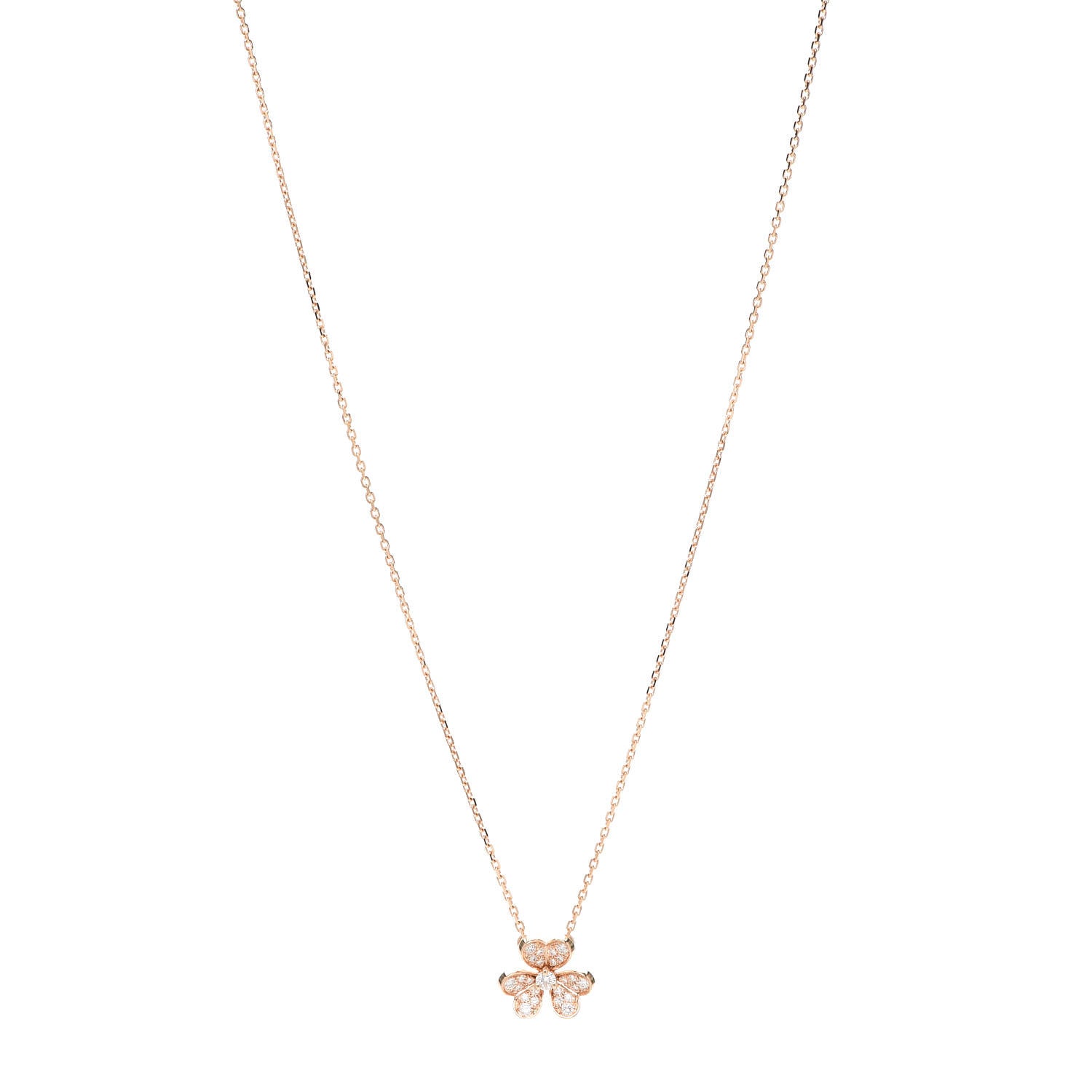 Van Cleef & Arpels 18K Rose Gold Diamond Mini Frivole Pendant Necklace 1 of 6