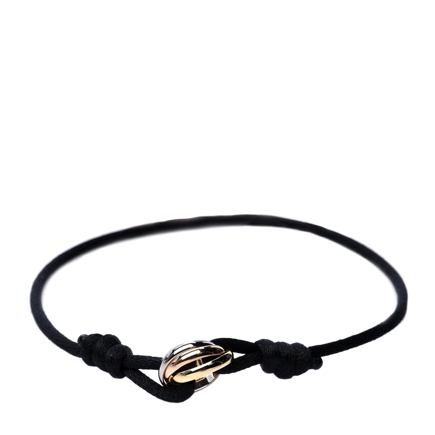 Cartier 18K Pink Yellow White Gold Trinity Adjustable Cord Bracelet Black 1 of 9