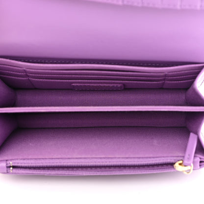 Chanel Lambskin Enamel Quilted Pending CC Clutch With Chain Purple 5 of 14