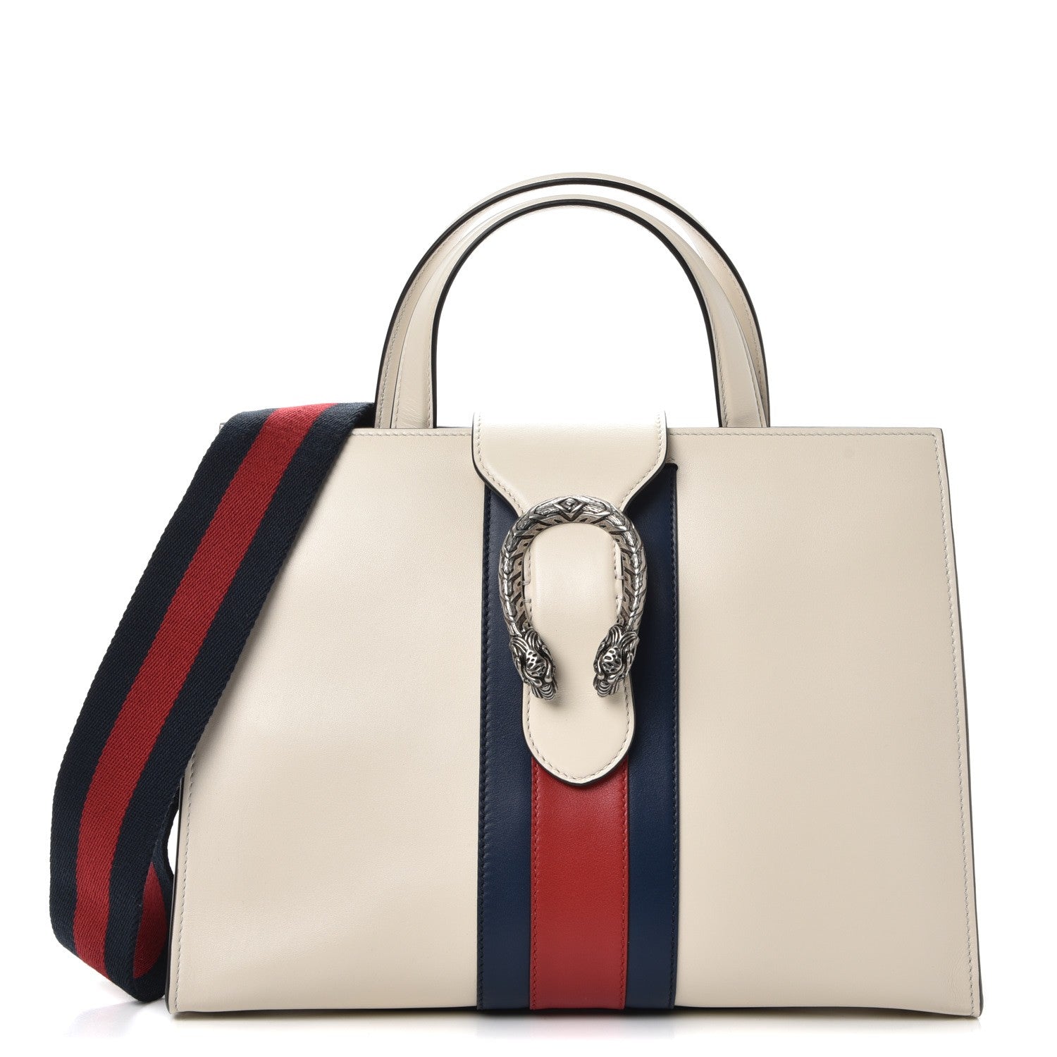 Gucci Calfskin Web Stripe Medium Dionysus Tote Bag White 1 of 9