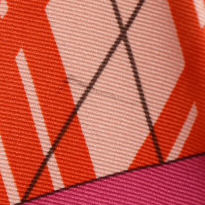 Hermes Silk H En Voyage Scarf 70 Bleu Canard Rose Vif Corail 5 of 5