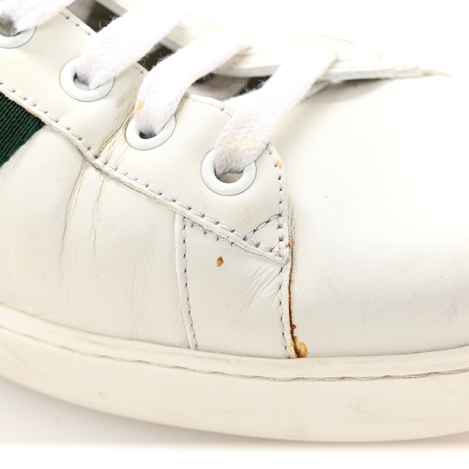 Gucci Calfskin Crocodile Web Mens Ace Sneakers 9 White Green 11 of 11