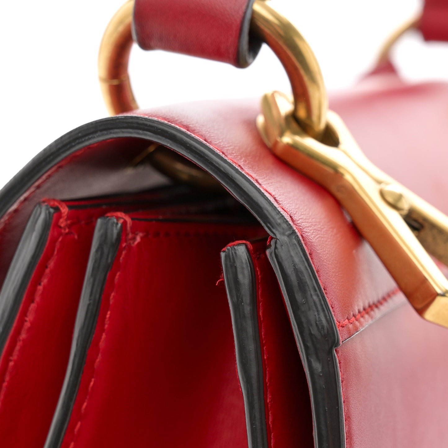 Calfskin Sylvie Web Small Queen Margaret Top Handle Bag Red