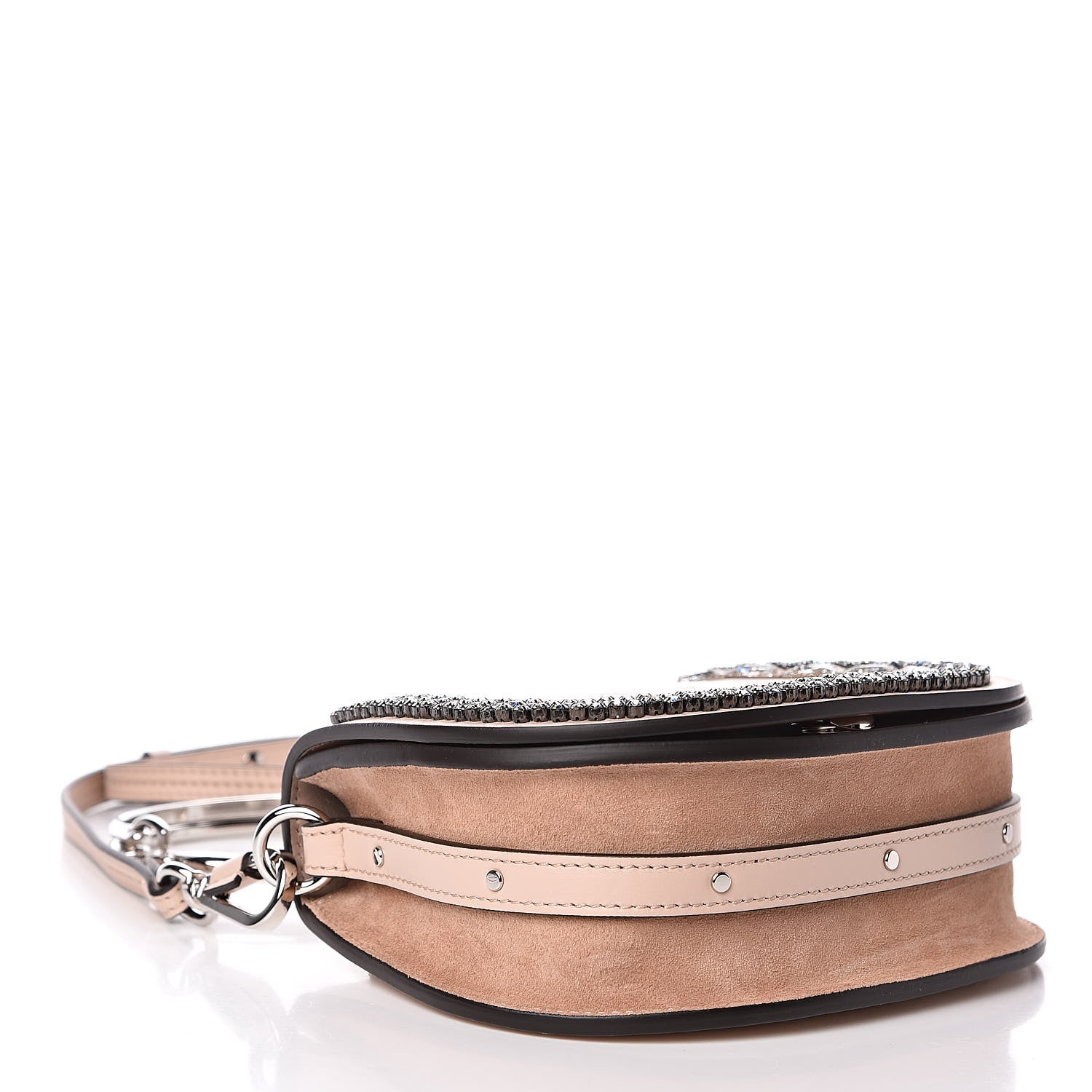 Chloe Calfskin Crystal Embellished Small Nile Bracelet Bag Cement Pink 4 of 10