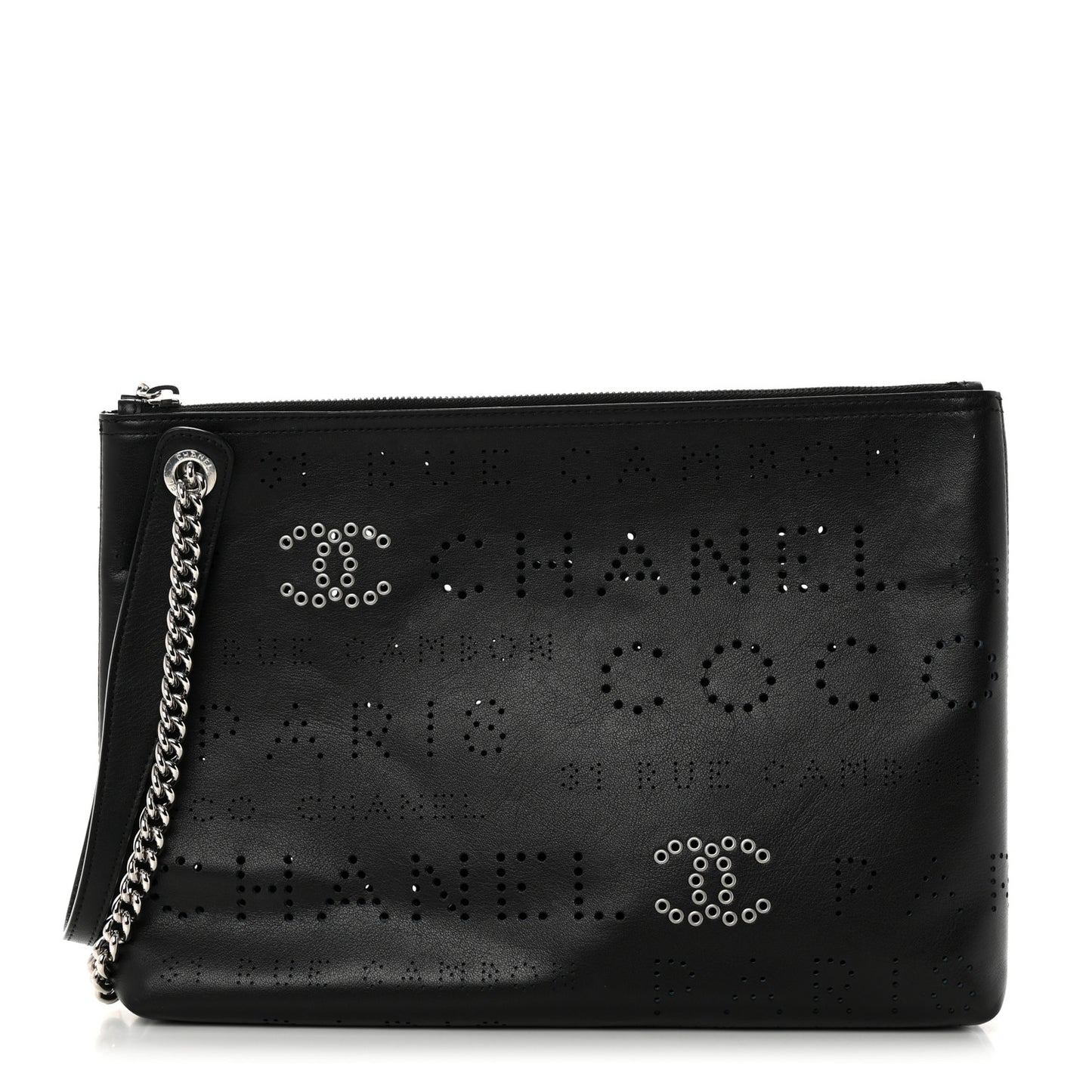 Calfskin Eyelets Clutch Black