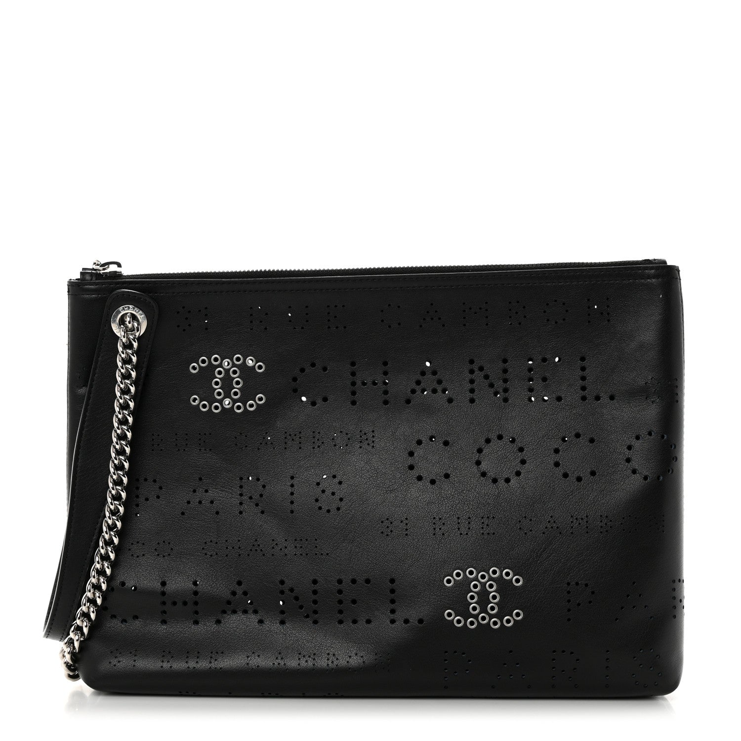 Chanel Calfskin Eyelets Clutch Black 1 of 8