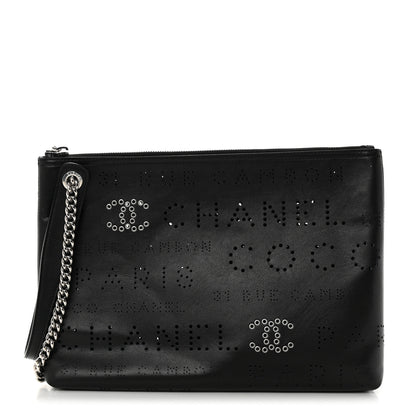 Chanel Calfskin Eyelets Clutch Black 1 of 8