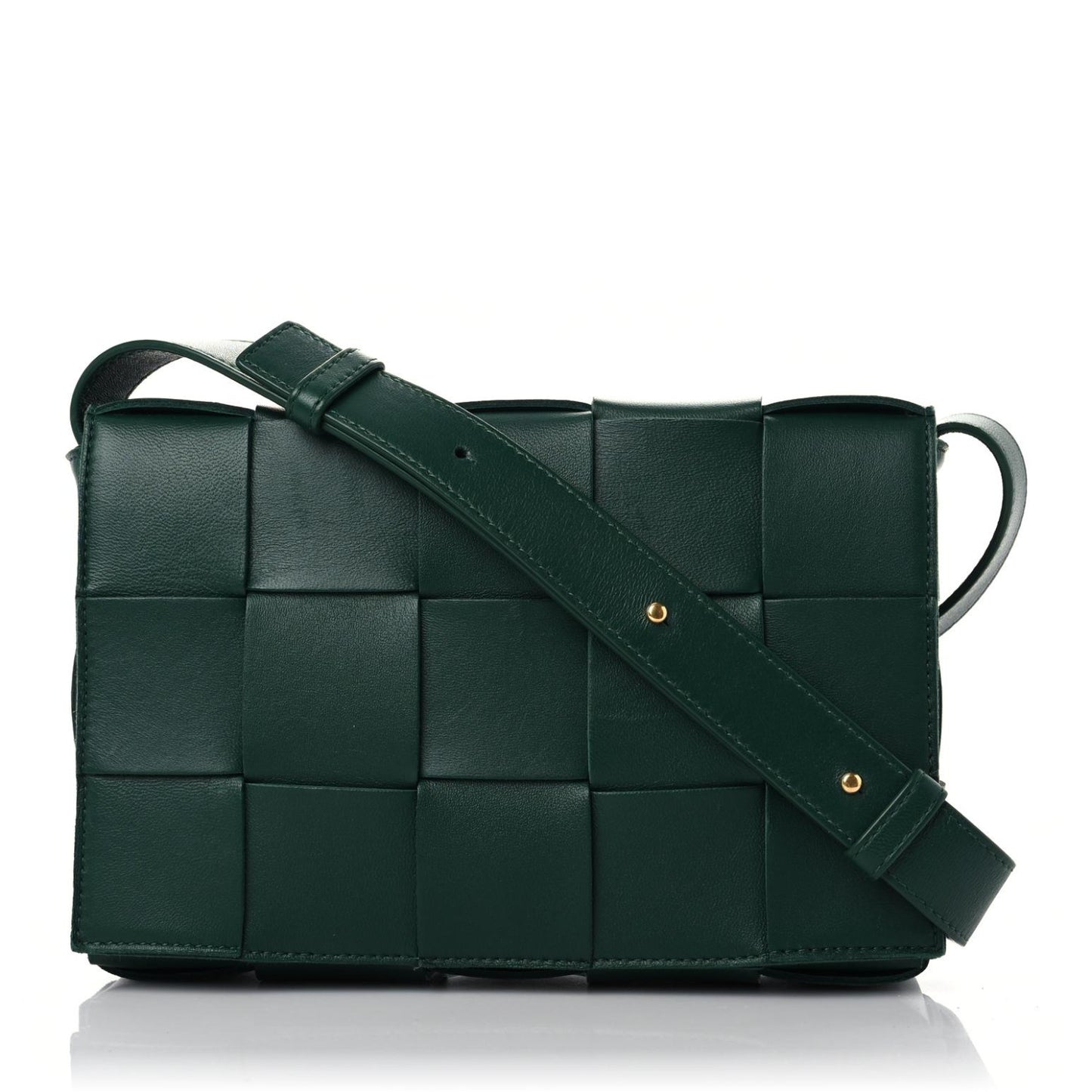 Lambskin Maxi Intrecciato Cassette Crossbody Bag Raintree Green