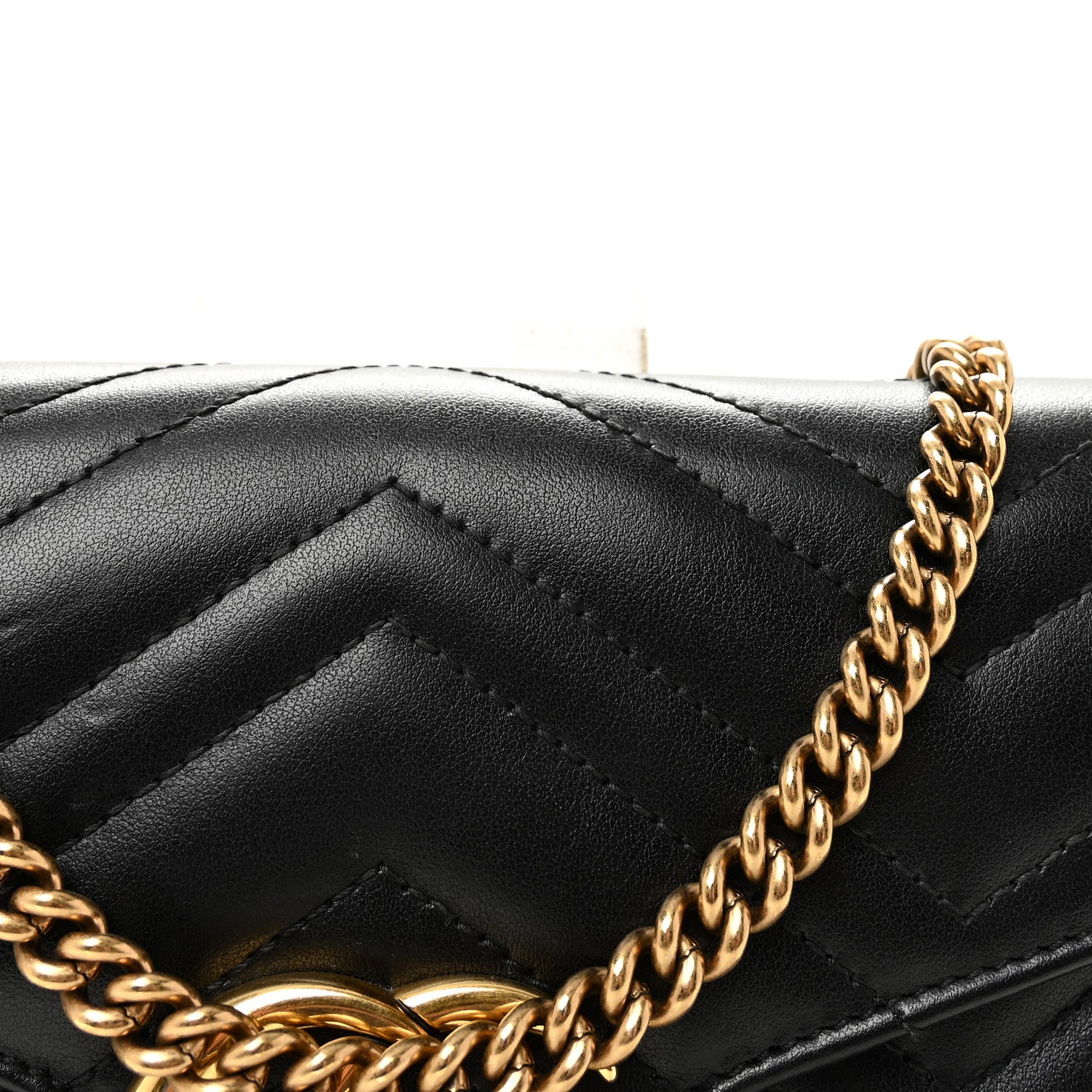 Gucci Calfskin Matelasse GG Marmont Chain Wallet Black 8 of 11