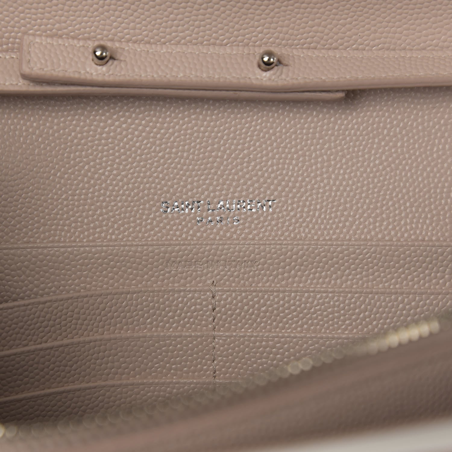Saint Laurent Grain De Poudre Matelasse Chevron Monogram Chain Wallet Pink and White 6 of 10