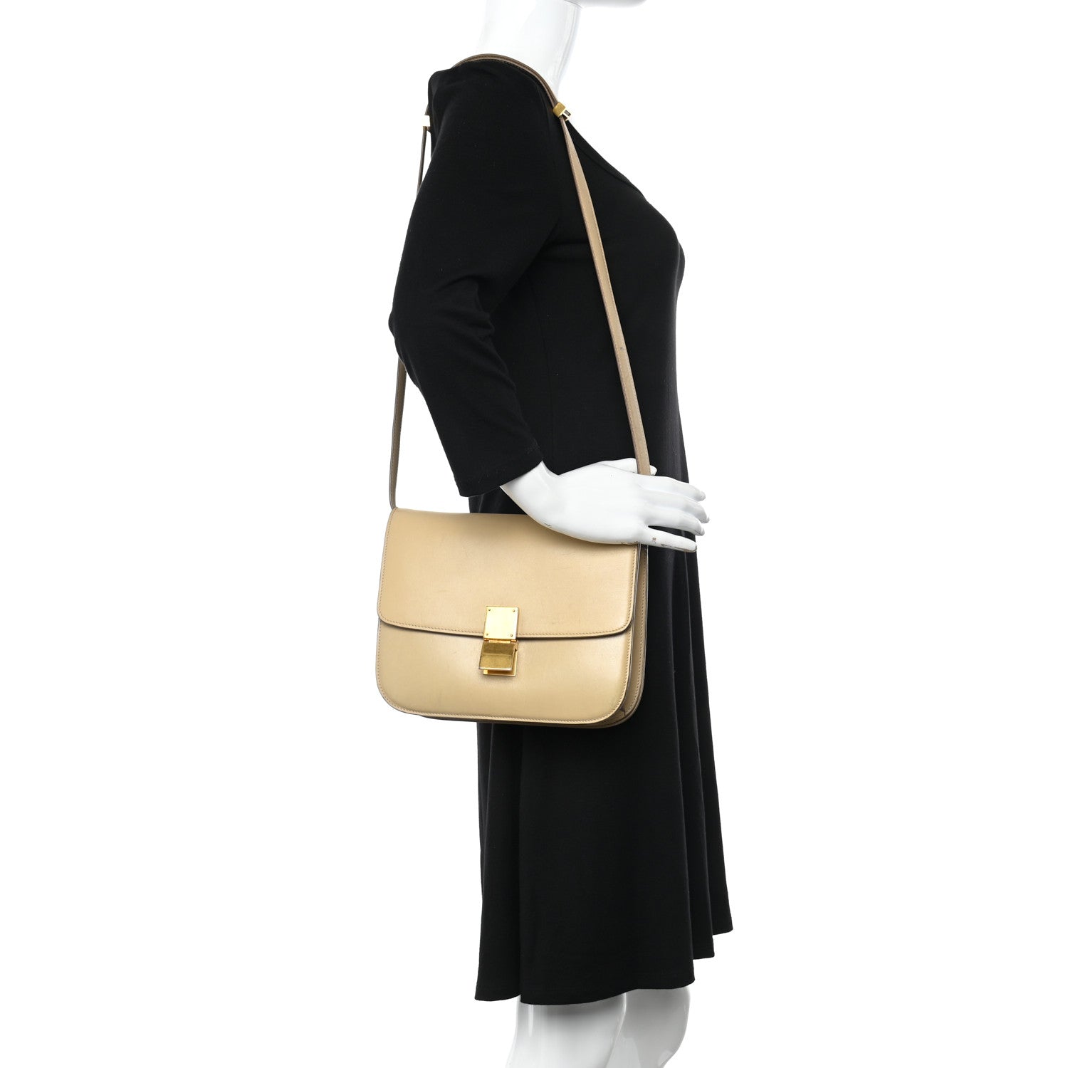 Celine Box Calfskin Medium Classic Box Flap Bag Powder 2 of 21