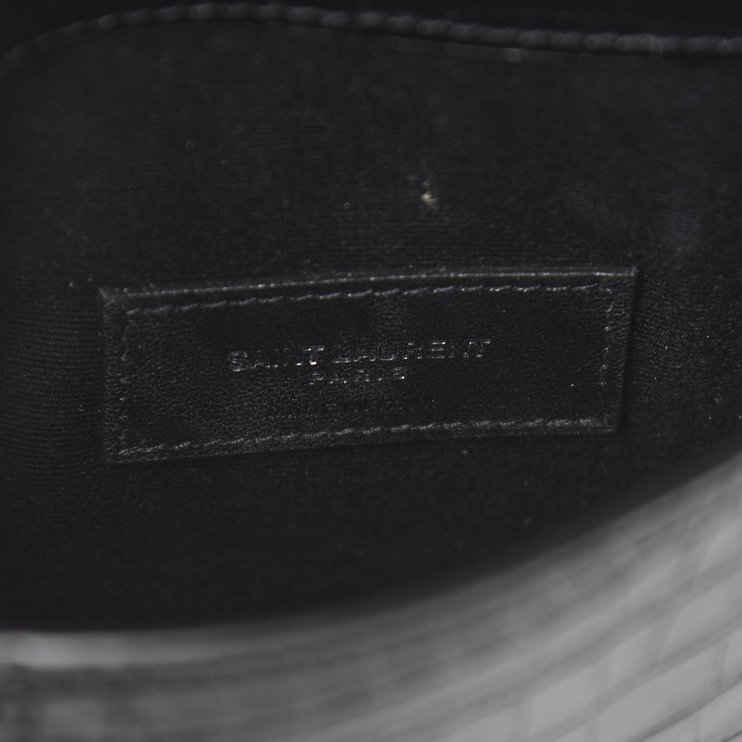 Calfskin Crocodile Embossed Monogram Uptown Baby Pouch Black