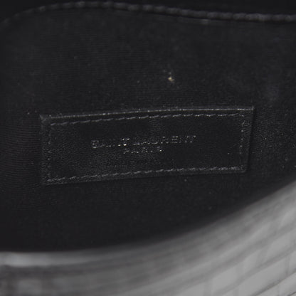 Saint Laurent Calfskin Crocodile Embossed Monogram Uptown Baby Pouch Black 7 of 8