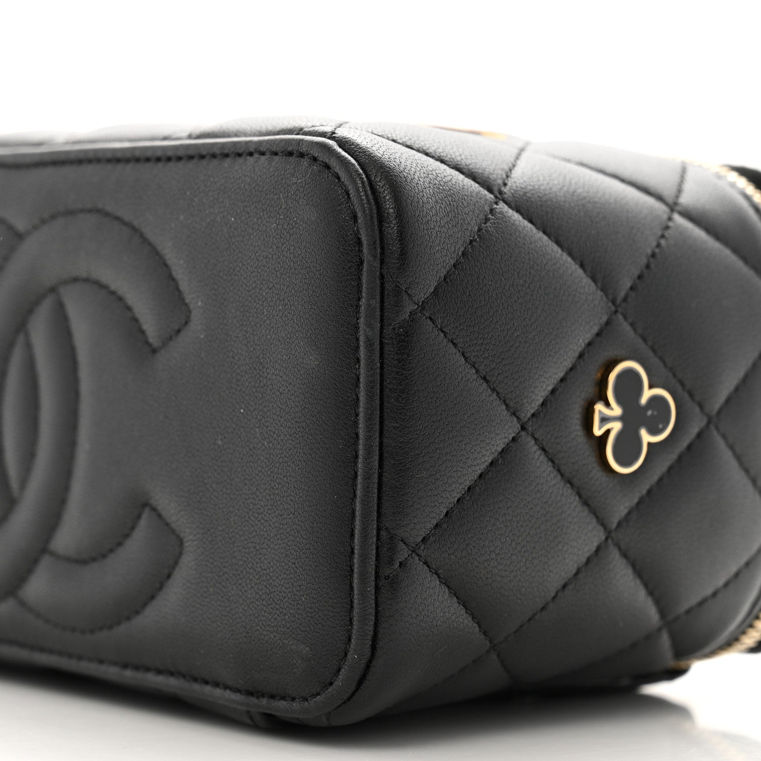 Chanel Lambskin Quilted Enamel Coco Casino Small Vanity Case With Chain Black 10 of 10