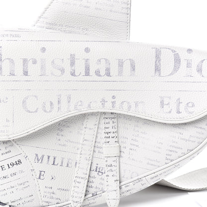 Christian Dior X DANIEL ARSHAM Grained Calfskin Newspaper Print Saddle Bag White 9 of 11