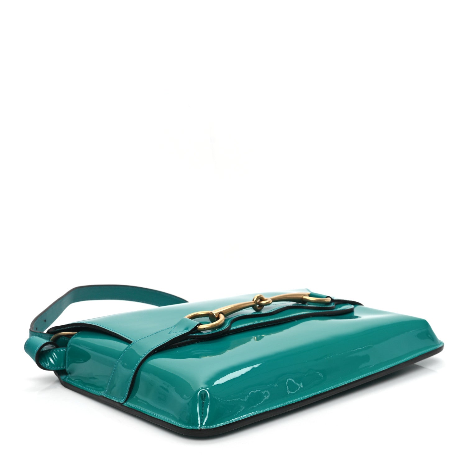 Gucci Patent Large Bright Bit Shoulder Bag Green 4 of 12