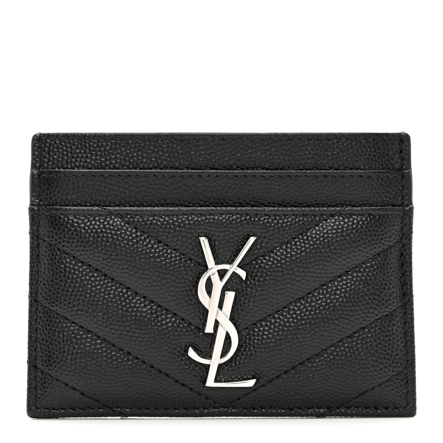 Grain De Poudre Matelasse Chevron Monogram Credit Card Case Black