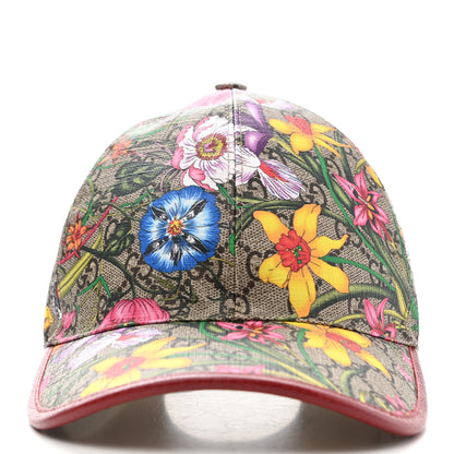 Gucci GG Supreme Flora Claudia Baseball Hat 56 S Red 3 of 11