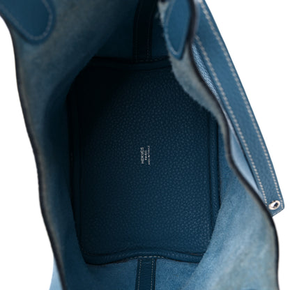 Hermes Taurillon Clemence Picotin Lock 18 PM Blue Jean 5 of 12