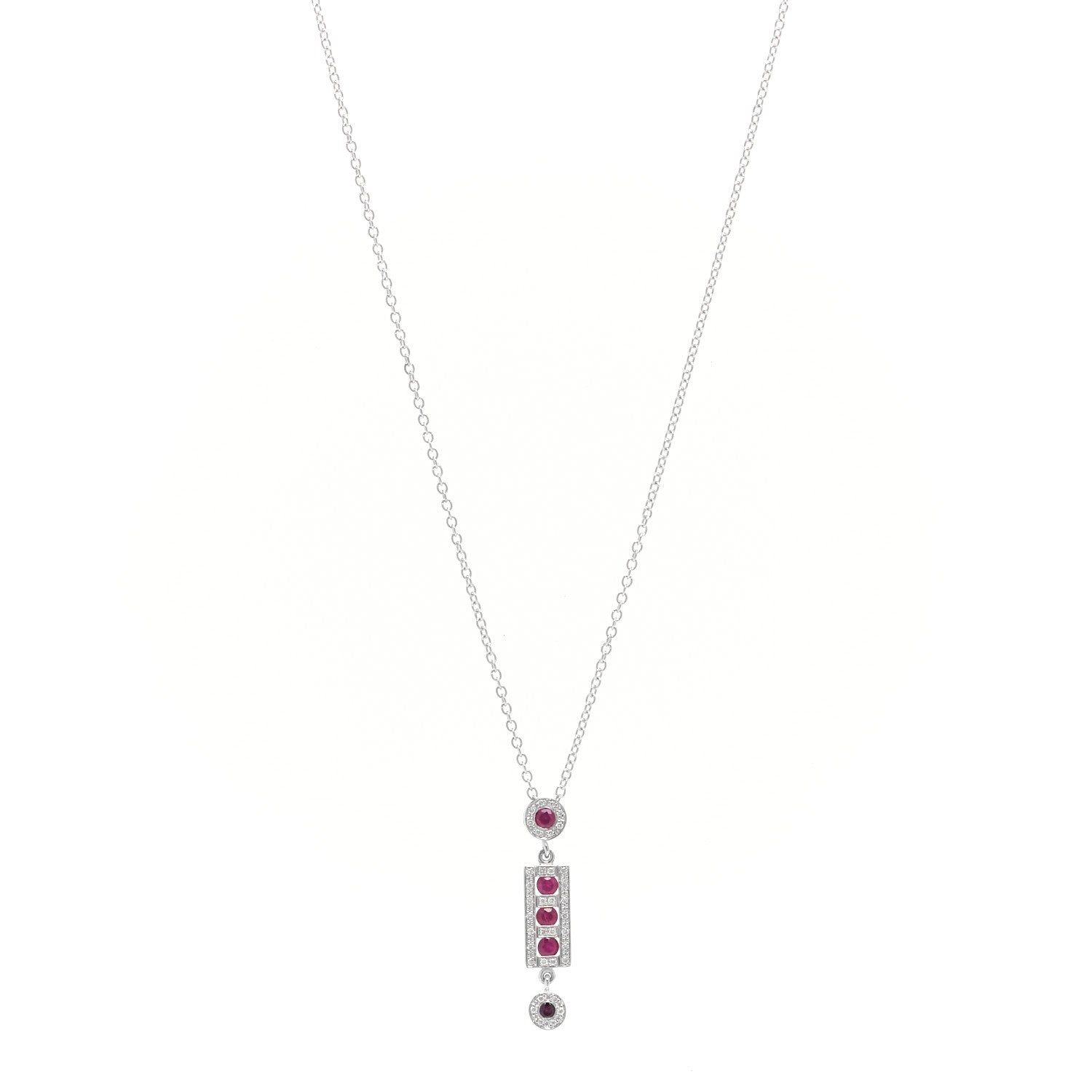 Damiani 18K White Gold Diamond Ruby Belle Opaque Pendant Necklace 1 of 7