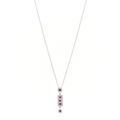 Damiani 18K White Gold Diamond Ruby Belle Opaque Pendant Necklace 1 of 7