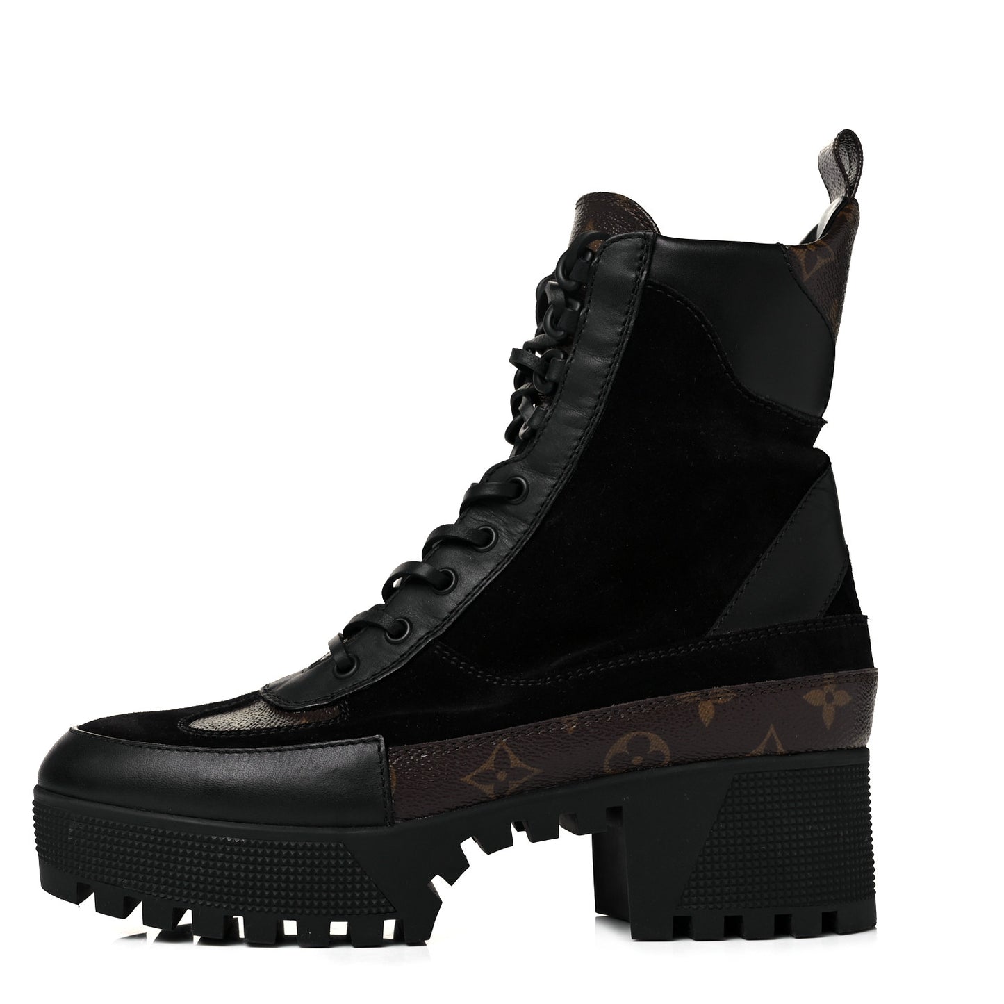 Suede Calfskin Monogram Laureate Platform Desert Boots 39.5 Black
