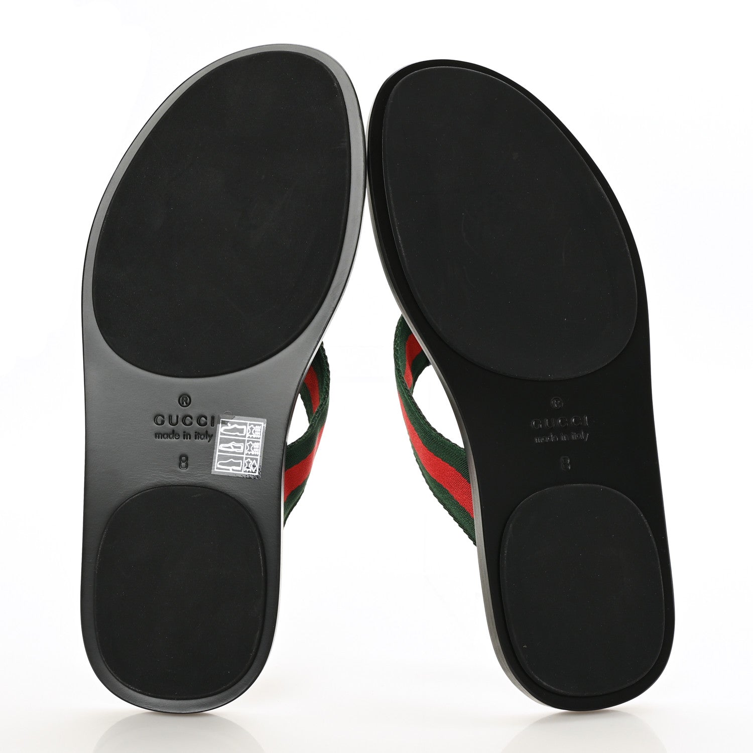 Gucci Nylon Calfskin Web Mens Thong Sandals 8 Green Red Black 5 of 7