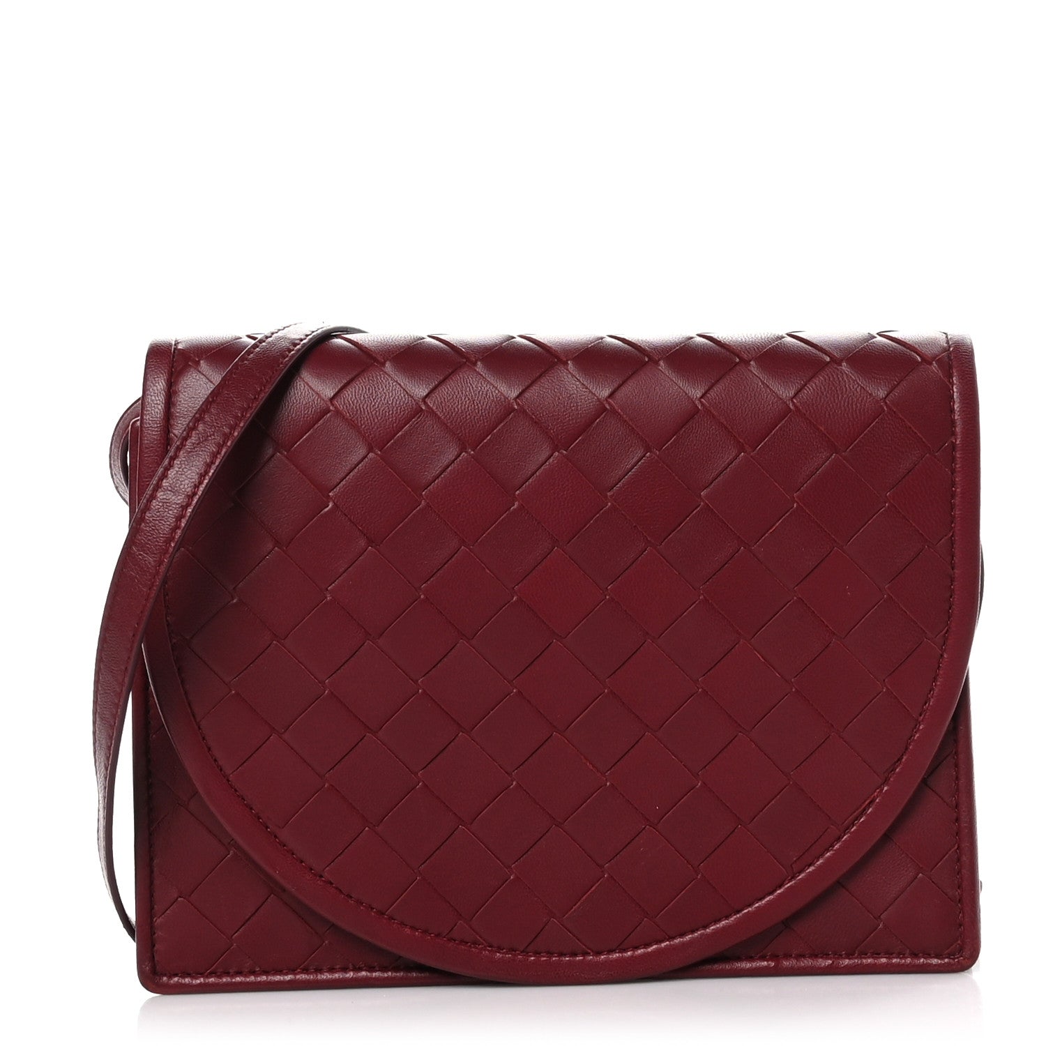 Bottega Veneta Nappa Intrecciato Flap Bag Burgundy 1 of 8