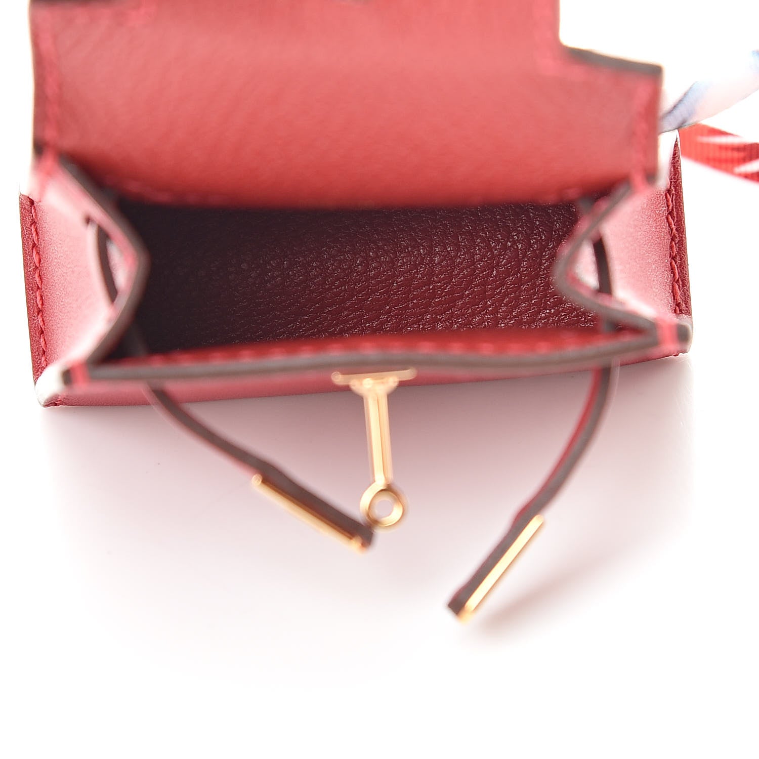 Hermes Tadelakt Mini Kelly Twilly Bag Charm Rouge Vif 3 of 6