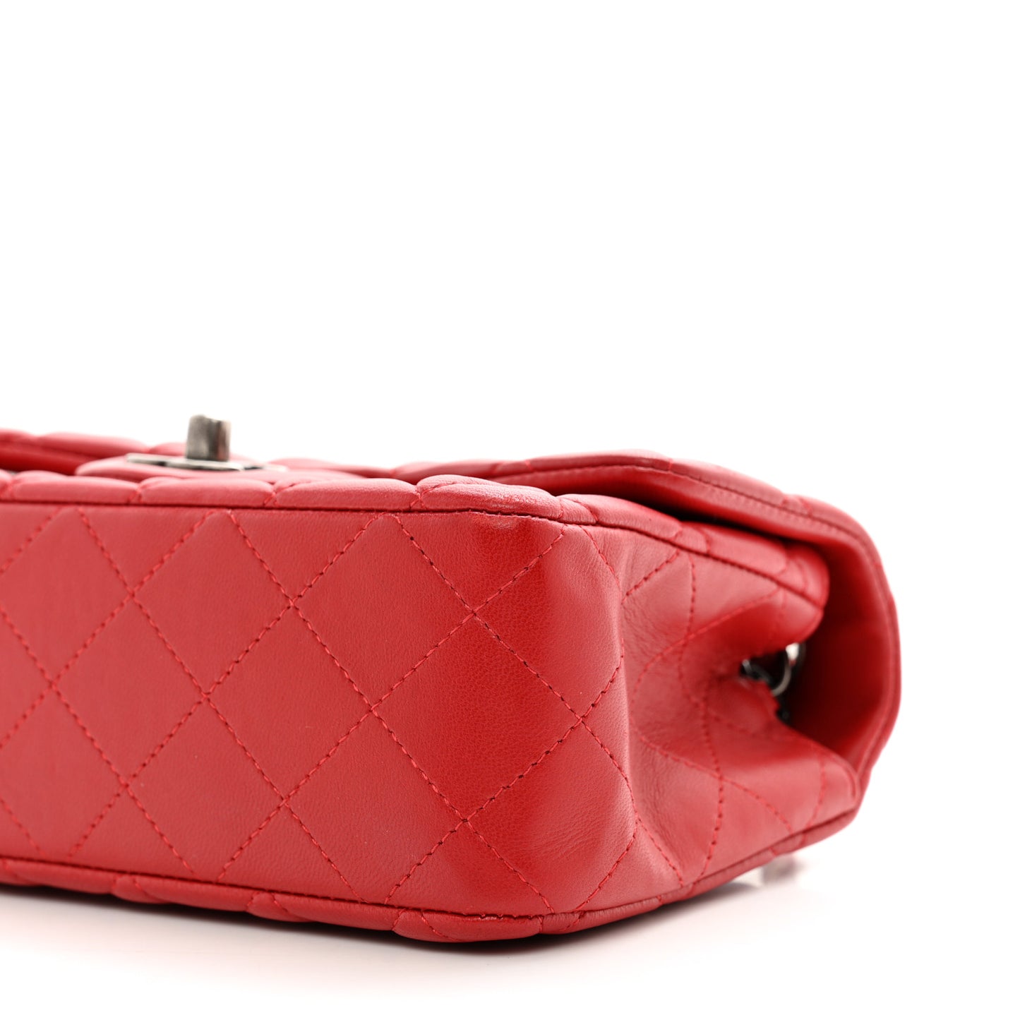 Lambskin Quilted Mini Rectangular Flap Red