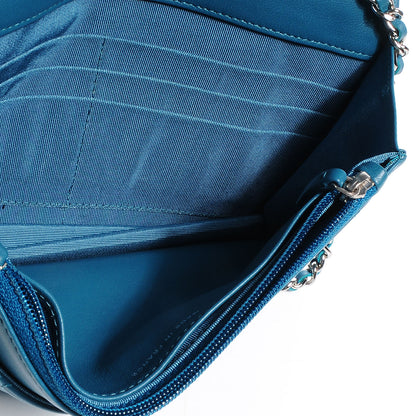 Chanel Lambskin Quilted CC Wallet On Chain Turquoise 7 of 9