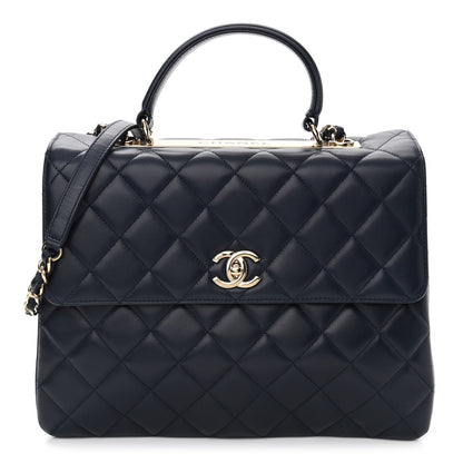 Chanel Lambskin Quilted Large Trendy CC Flap Dual Handle Bag Navy Blue 1 of 10